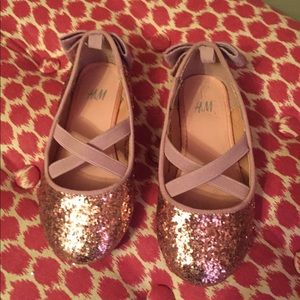 Girls rose gold glitter flats- Sz 7.5t